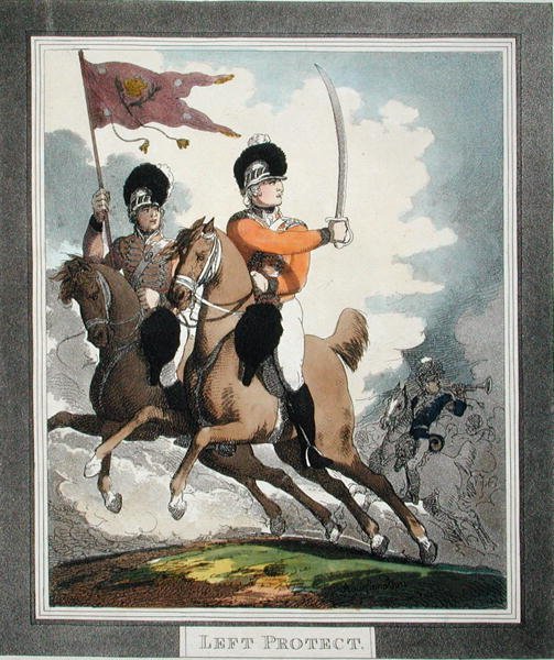 Left Protect, z „Hungarian and Highland Broadsword”, opublikowane 1798 (akwatinta) autorstwa Thomas Rowlandson