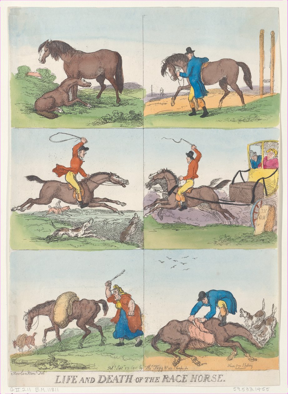Życie i śmierć konia wyścigowego, 25 września 1811, 25 września 1811. autorstwa Thomas Rowlandson