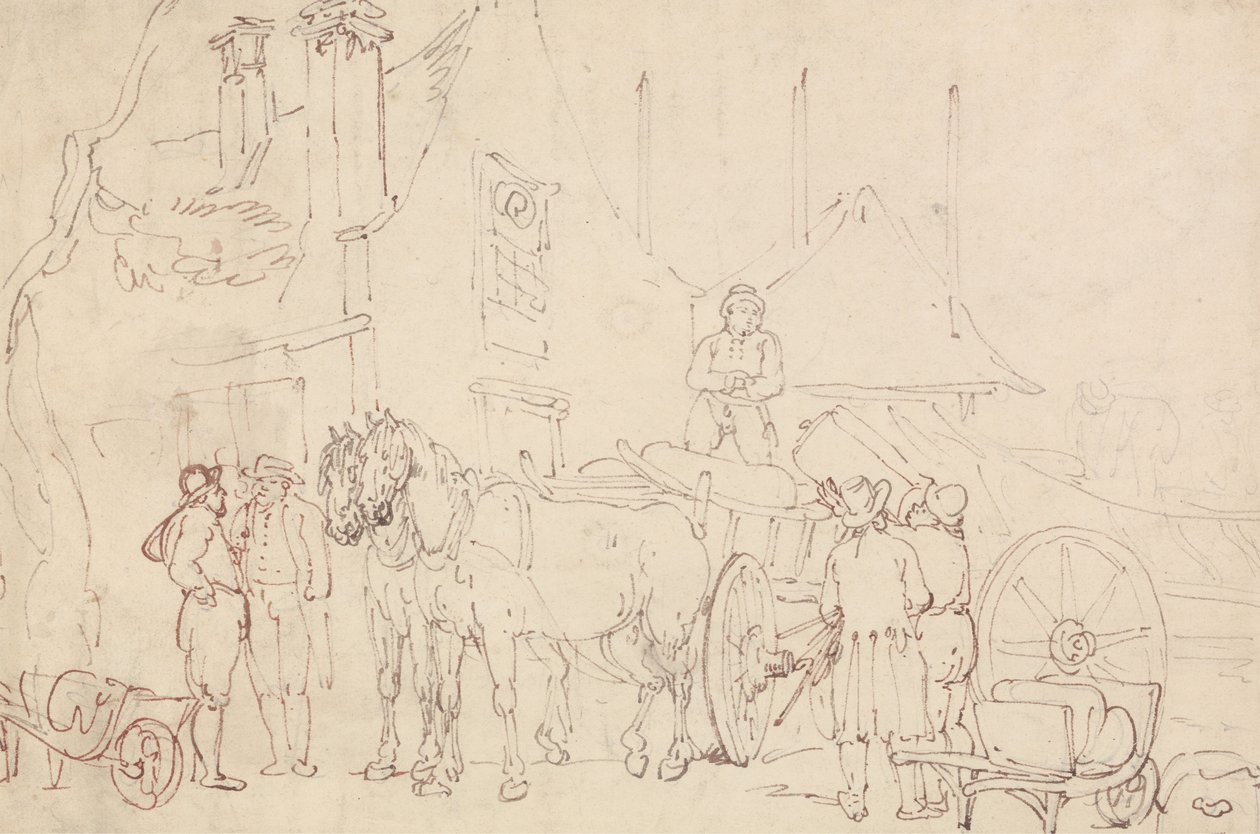 Załadunek wagonu autorstwa Thomas Rowlandson