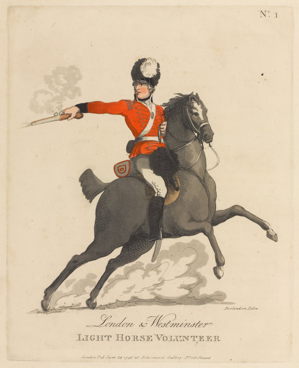 Wolontariuszka w Londynie i Westminster Light Horse autorstwa Thomas Rowlandson