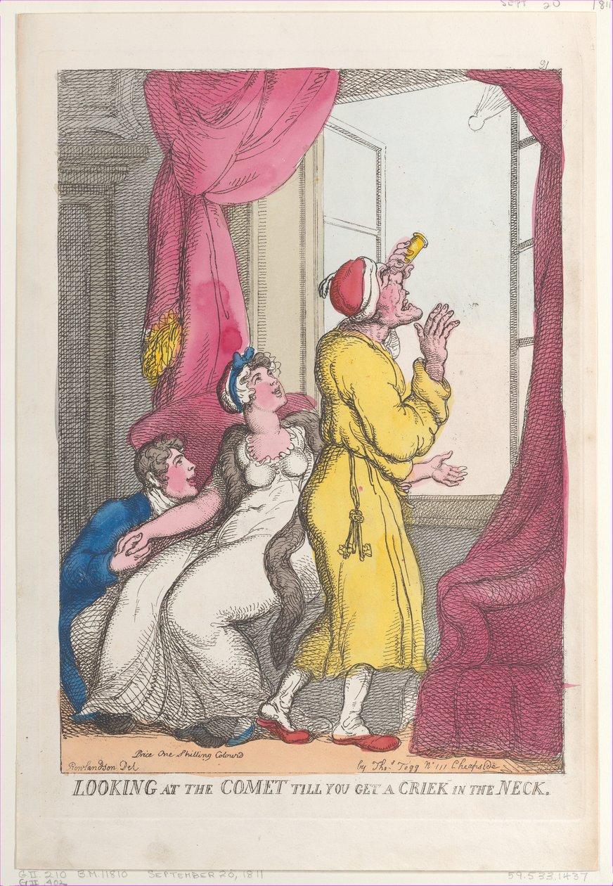 Patrzenie na kometę, aż dostaniesz rany w szyję, 20 września 1811 r., 20 września 1811 r. autorstwa Thomas Rowlandson