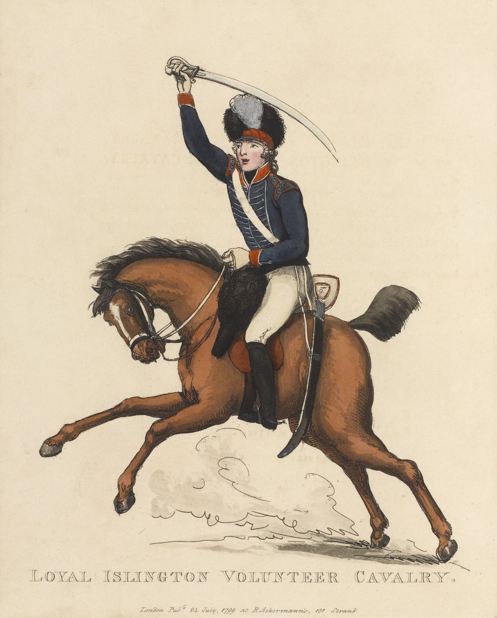 Lojalna kawaleria ochotnicza z Islington, ok. 1799 (kolorowa akwatinta) autorstwa Thomas Rowlandson