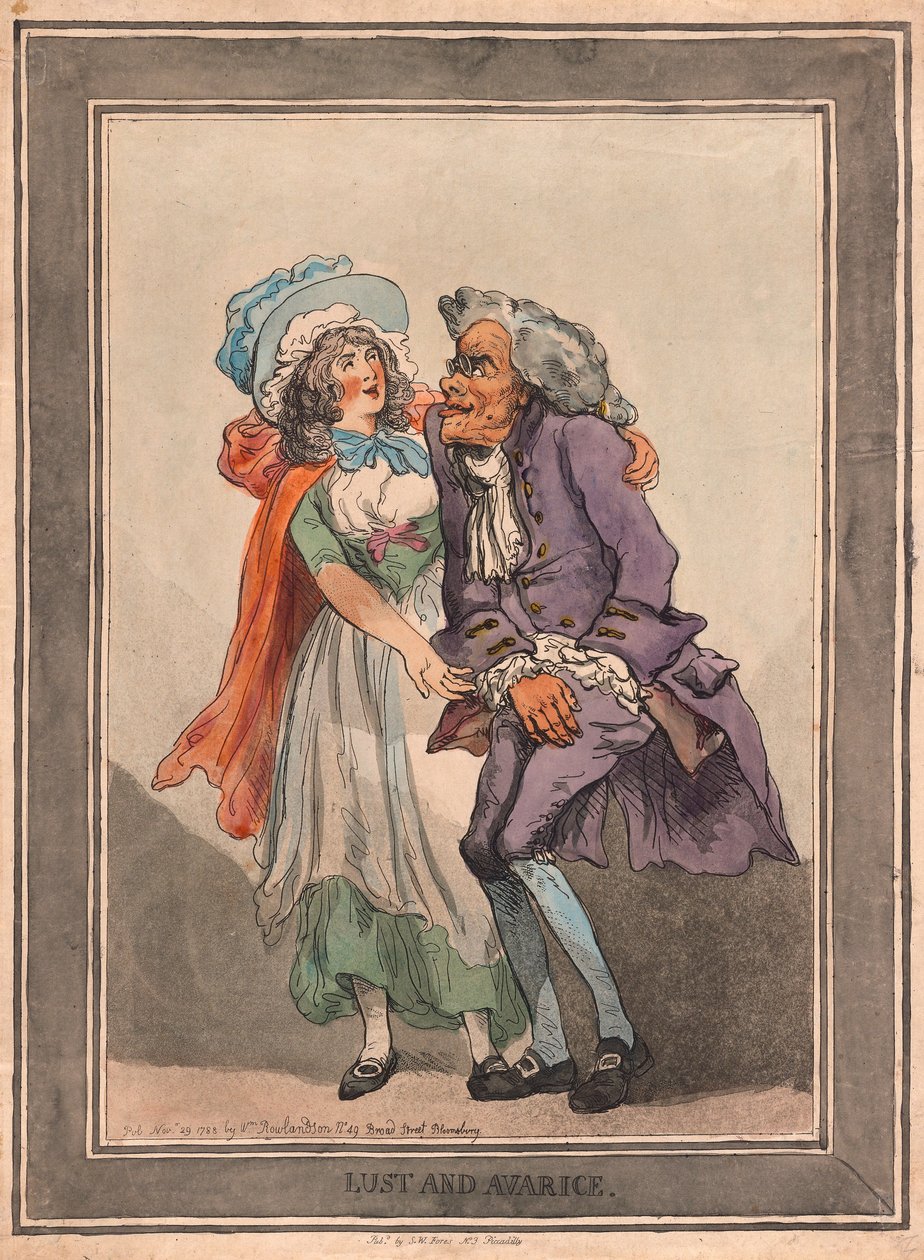 Żądza i skąpstwo, wyd. 1788 (grawerowanie ręcznie kolorowane) autorstwa Thomas Rowlandson