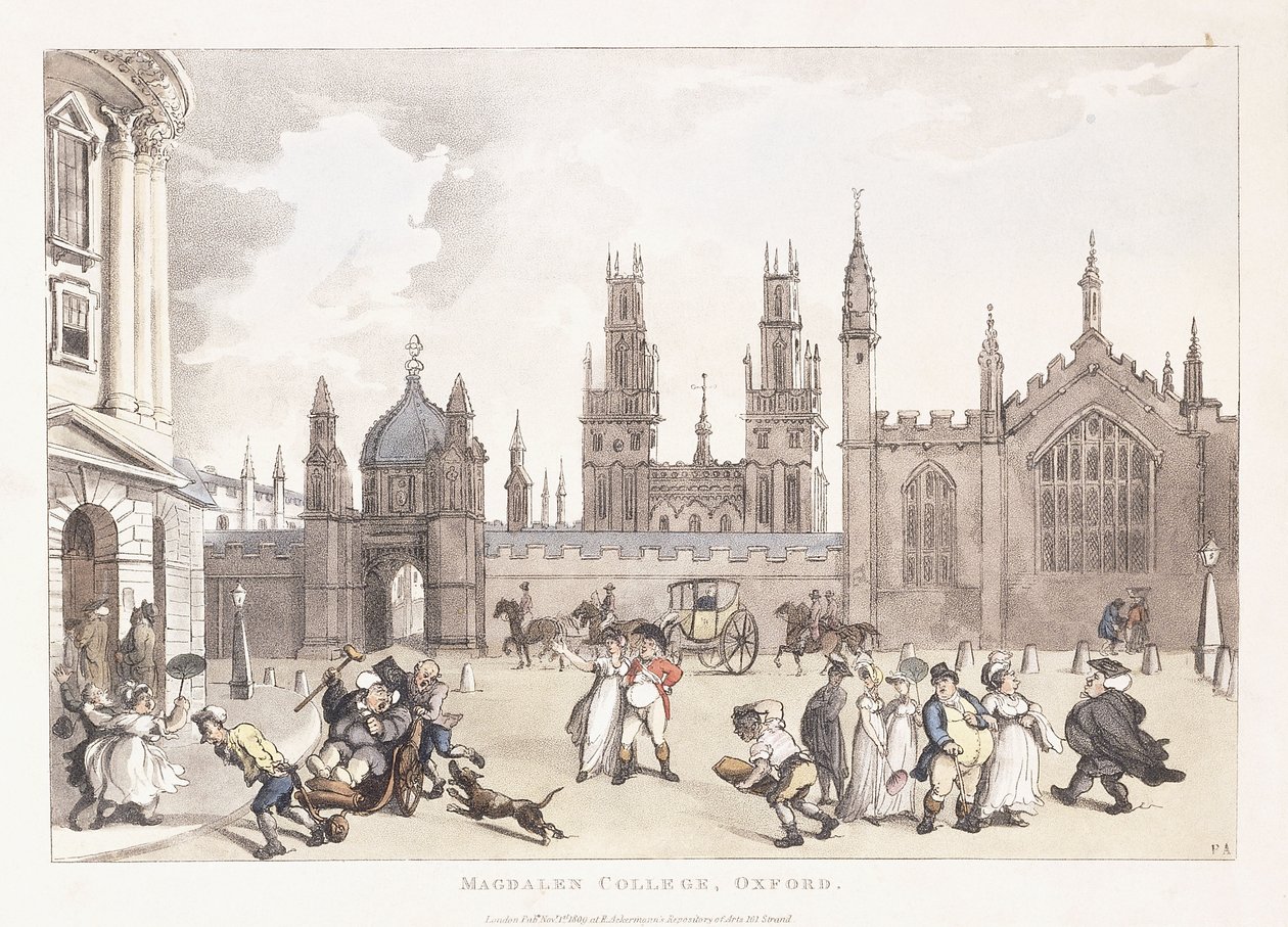 Magdalen College, Oksford, 1809-1811 autorstwa Thomas Rowlandson
