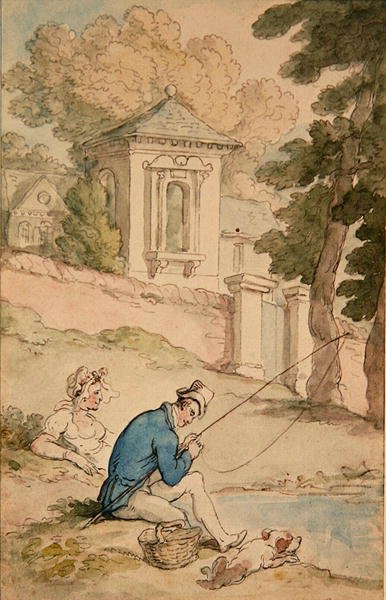 Man Fishing, ok. 1780 r. (pisak, brązowy tusz i akwarela na papierze) autorstwa Thomas Rowlandson