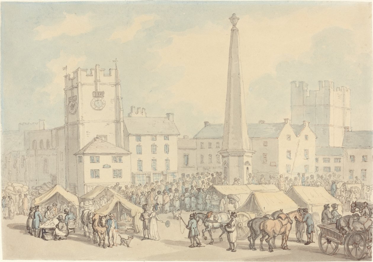Dzień Targowy w Richmond w Yorkshire autorstwa Thomas Rowlandson