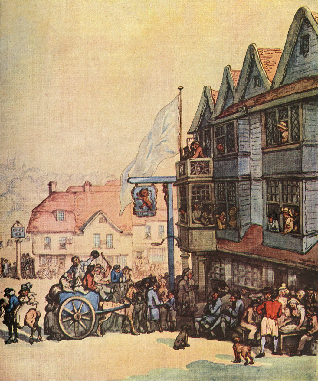Dzień Targowy przed Starym Czerwonym Lwem w Greenwich, 1938 autorstwa Thomas Rowlandson