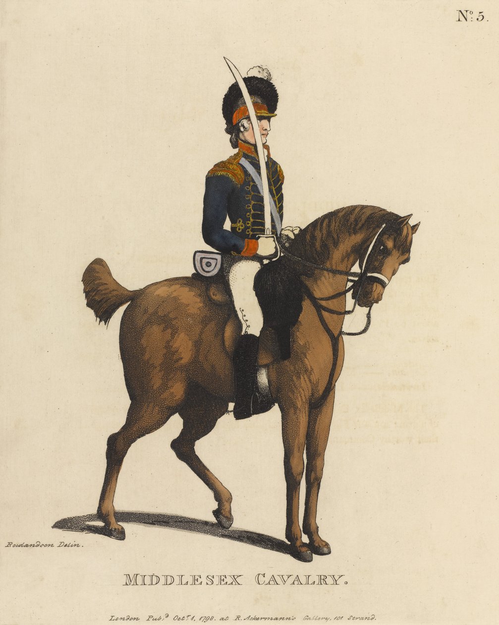 Kawaleria Middlesex (kolorowa akwatinta) autorstwa Thomas Rowlandson