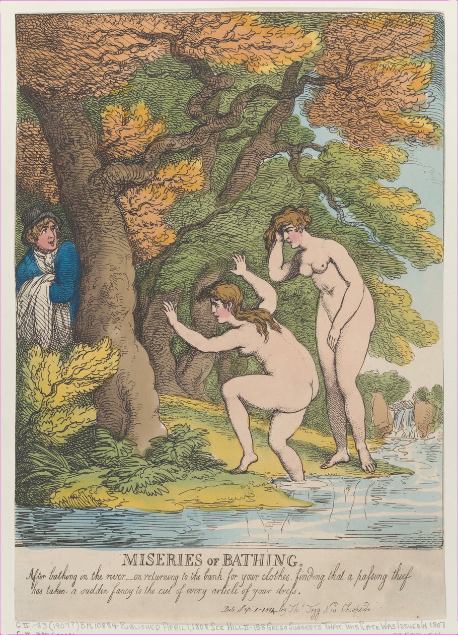 Miseries of Bathing, [1 kwietnia 1808], wznowione września..., [1 kwietnia 1808], wznowione 1 września 1814. autorstwa Thomas Rowlandson