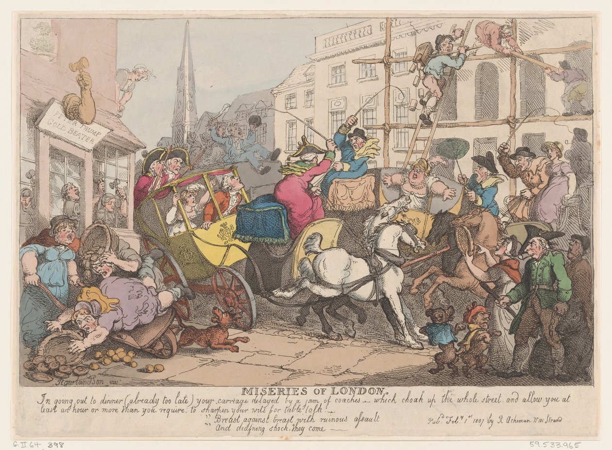 Miseries of London: Going out to Dinner, 1 lutego 1807., 1 lutego 1807. autorstwa Thomas Rowlandson