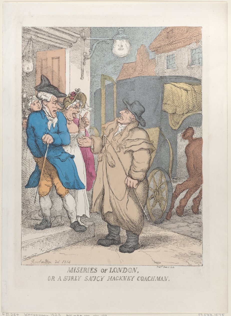 Miseries of London, czyli Surly Saucy Hackney Coachman, 4 czerwca 1814, 4 czerwca 1814. autorstwa Thomas Rowlandson
