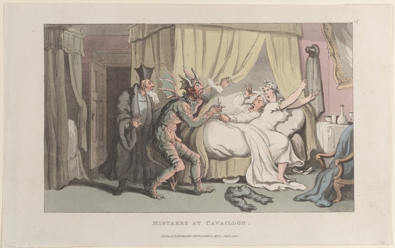 Błędy w Cavaillon, z Journal of Sentimental Travels in the Southern Pro..., 1 stycznia 1822. autorstwa Thomas Rowlandson