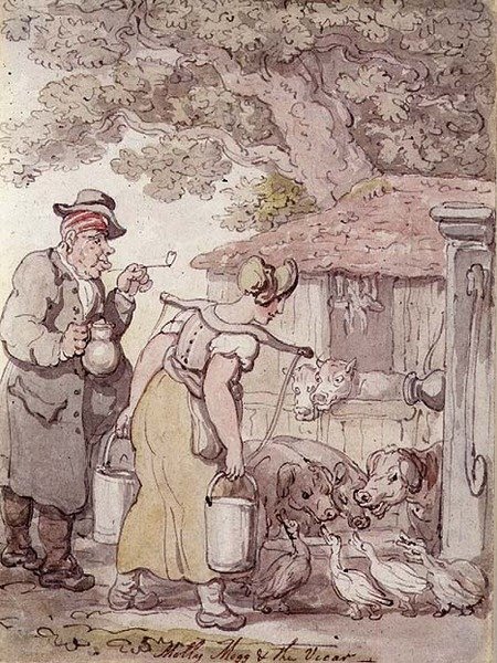 Molly Moggs i Pastor (pióro i atrament, akwarela) autorstwa Thomas Rowlandson