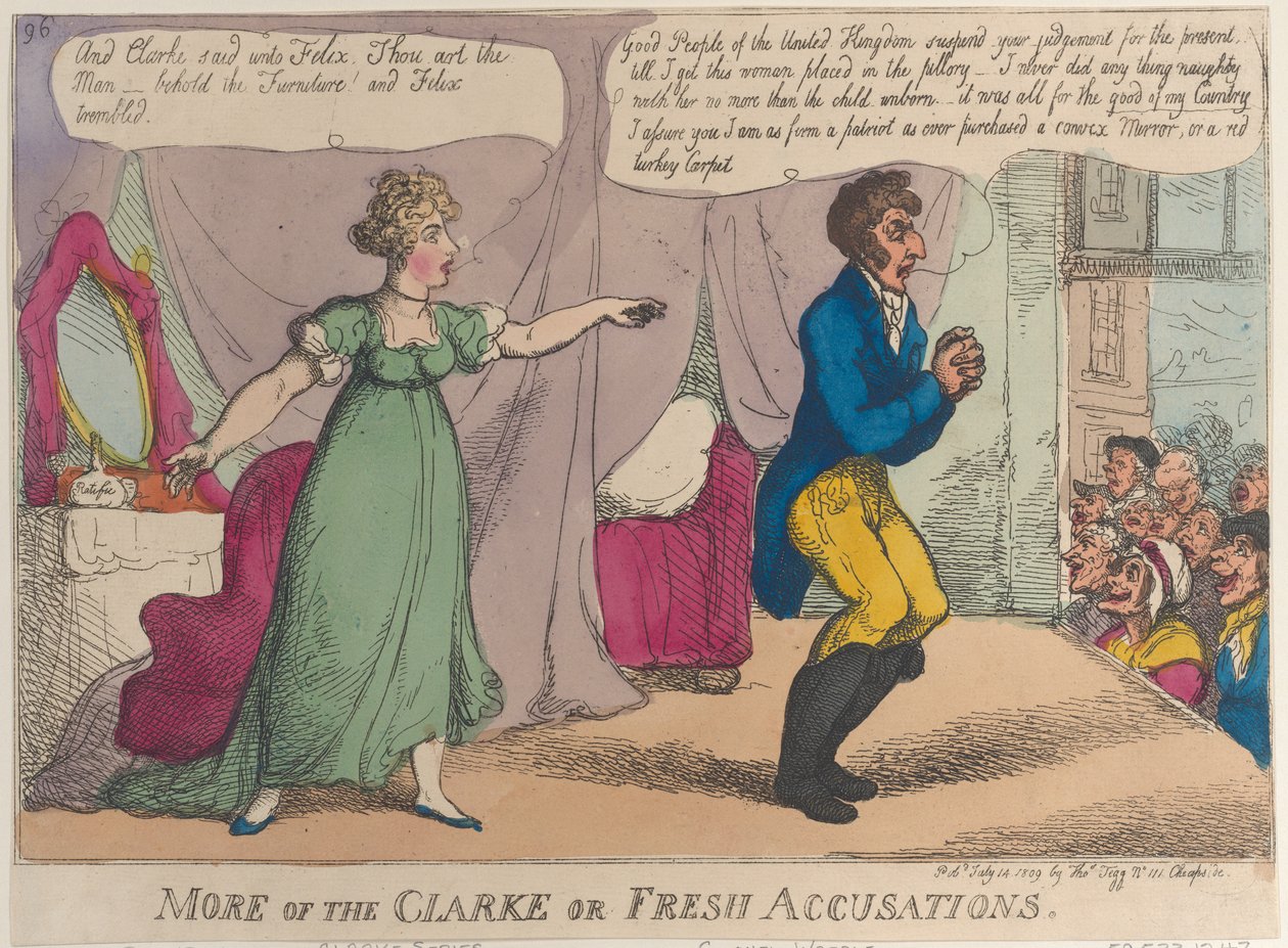 Więcej o Clarke or Fresh Accusations, 14 lipca 1809, 14 lipca 1809. autorstwa Thomas Rowlandson