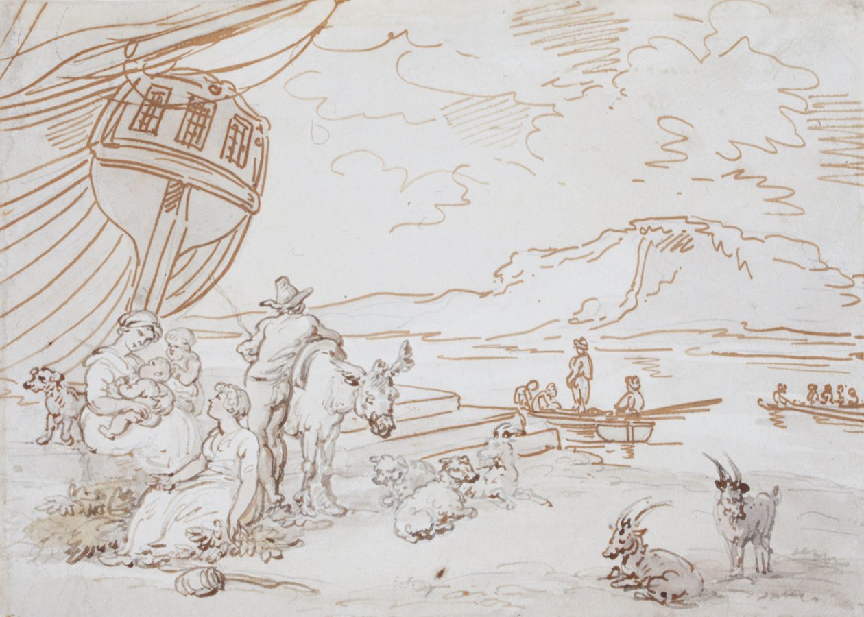 Matka i dzieci nad brzegiem wody autorstwa Thomas Rowlandson