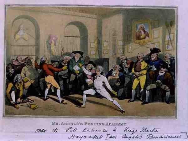 Akademia Szermierki Pana Angelo autorstwa Thomas Rowlandson