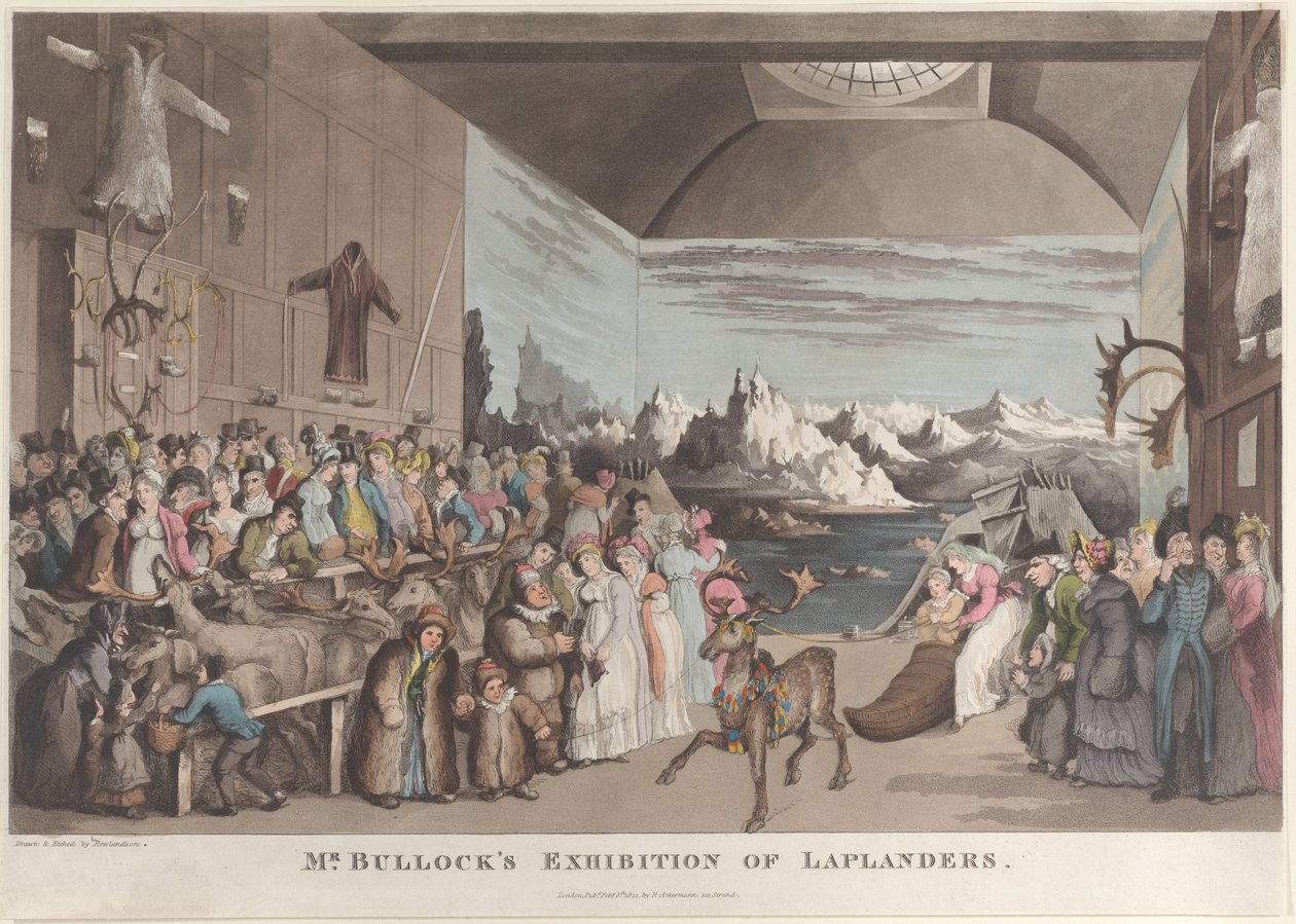Wystawa Lapończyków pana Bullocka, 8 lutego 1822 r., 8 lutego 1822 r. autorstwa Thomas Rowlandson
