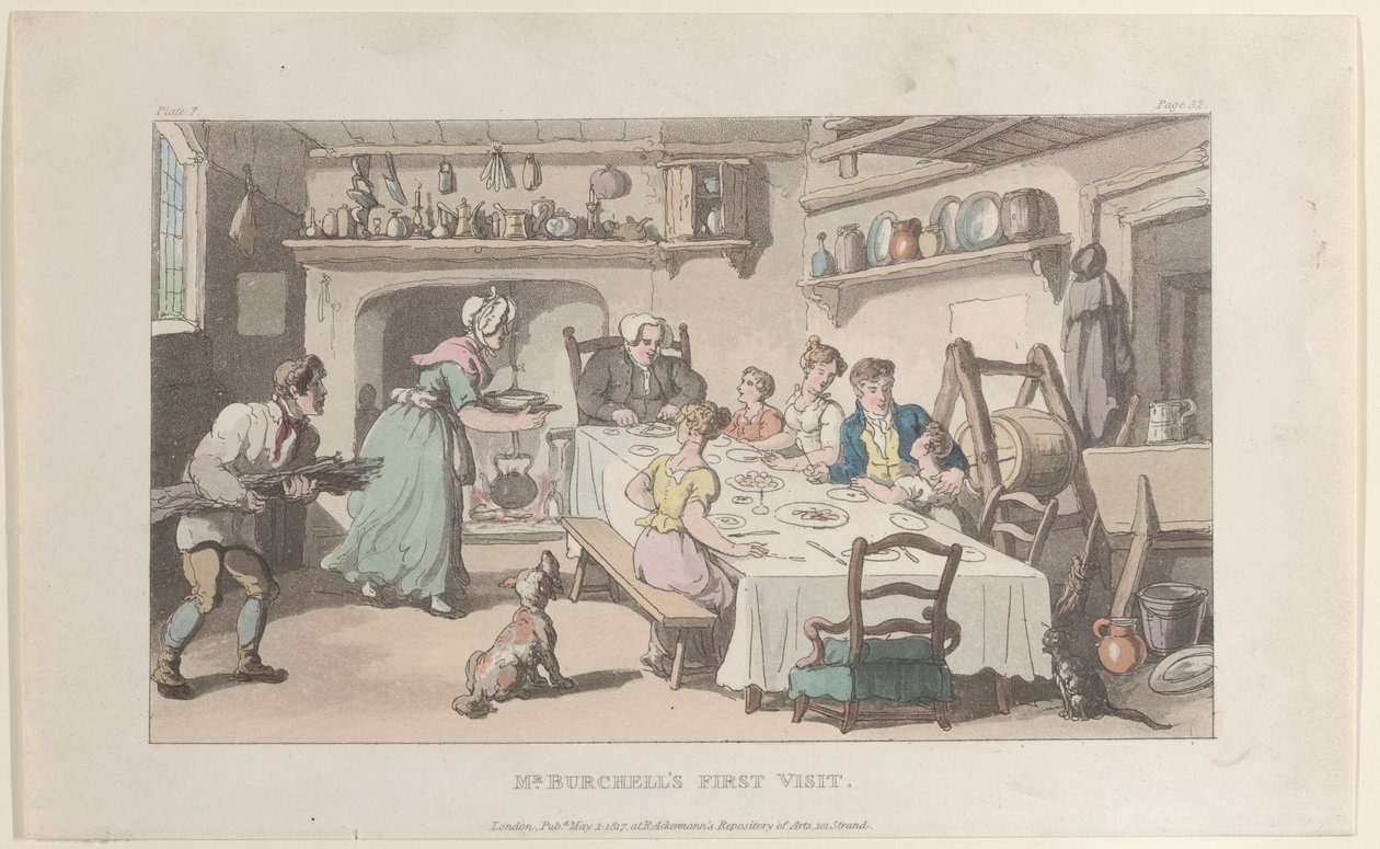 Pierwsza wizyta pana Burchella, z Wikariusza Wakefield, 1 maja 1817, 1 maja 1817. autorstwa Thomas Rowlandson