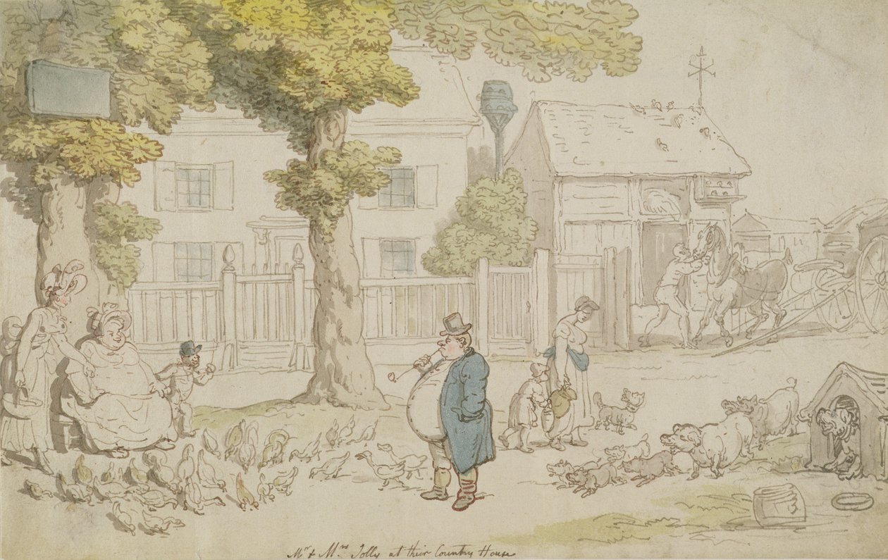 Pan i Pani Jolly w ich wiejskim domu (akwarela, długopis i atrament i ołówek na papierze) autorstwa Thomas Rowlandson