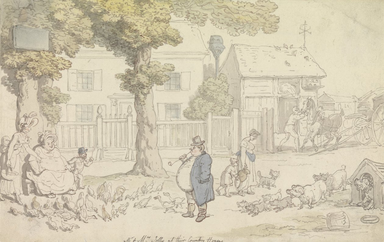 Państwo Jolly w swojej wiejskiej rezydencji autorstwa Thomas Rowlandson