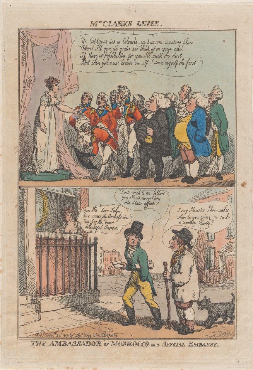 Tama pani Clark. Ambasador Maroka w Ambasadzie Specjalnej, 20 lutego 1809 r. autorstwa Thomas Rowlandson