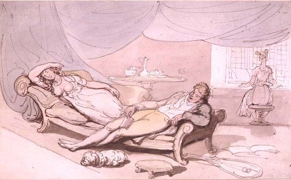 Muzyka w domu (pióro i tusz, akwarela) autorstwa Thomas Rowlandson