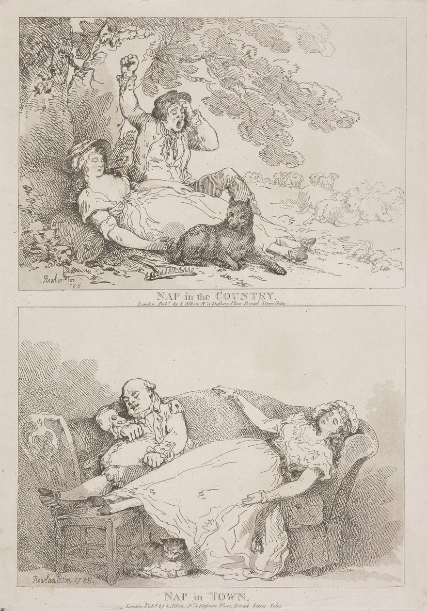 Drzemka na wsi – Drzemka w mieście autorstwa Thomas Rowlandson