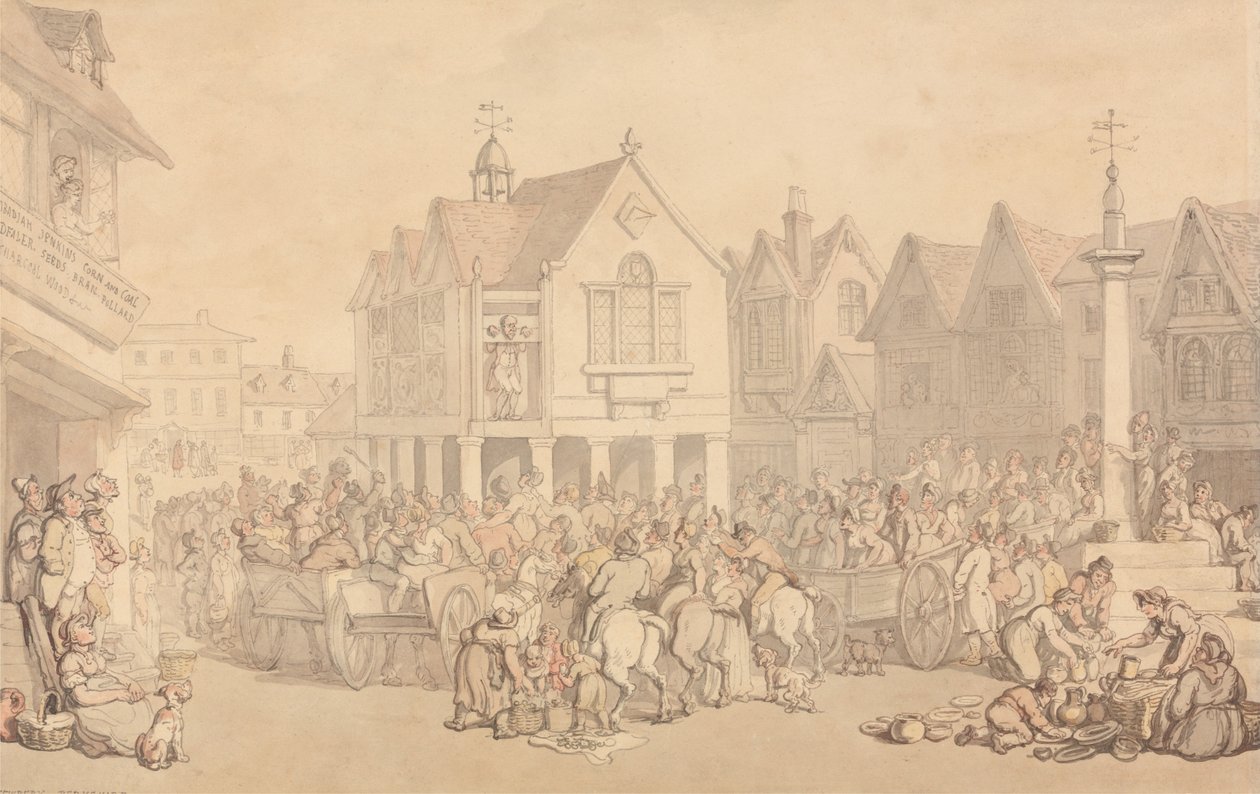 Newbury Market Place, Berkshire autorstwa Thomas Rowlandson