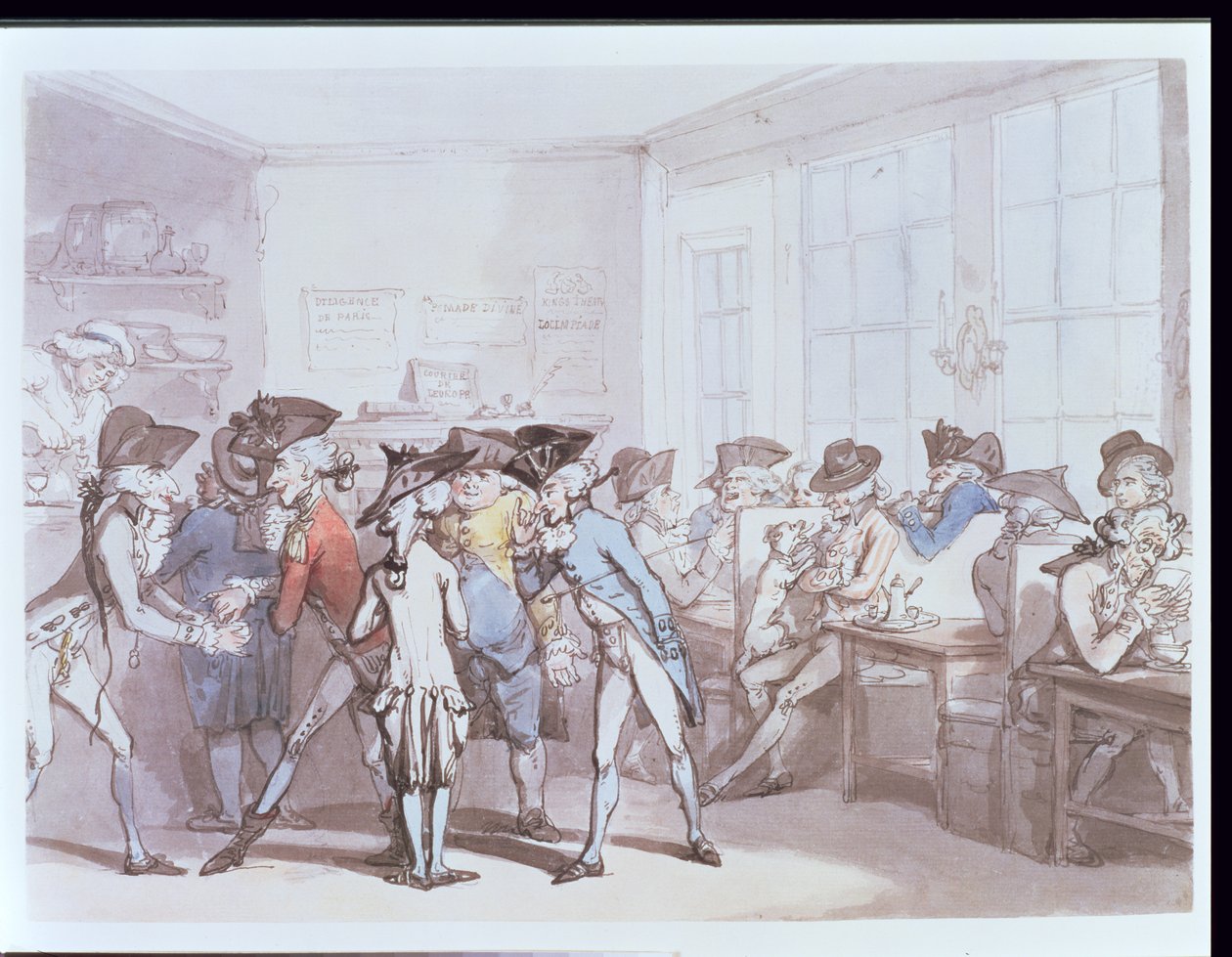No.1732 Francuska kawiarnia (pióro i atrament, wc) autorstwa Thomas Rowlandson