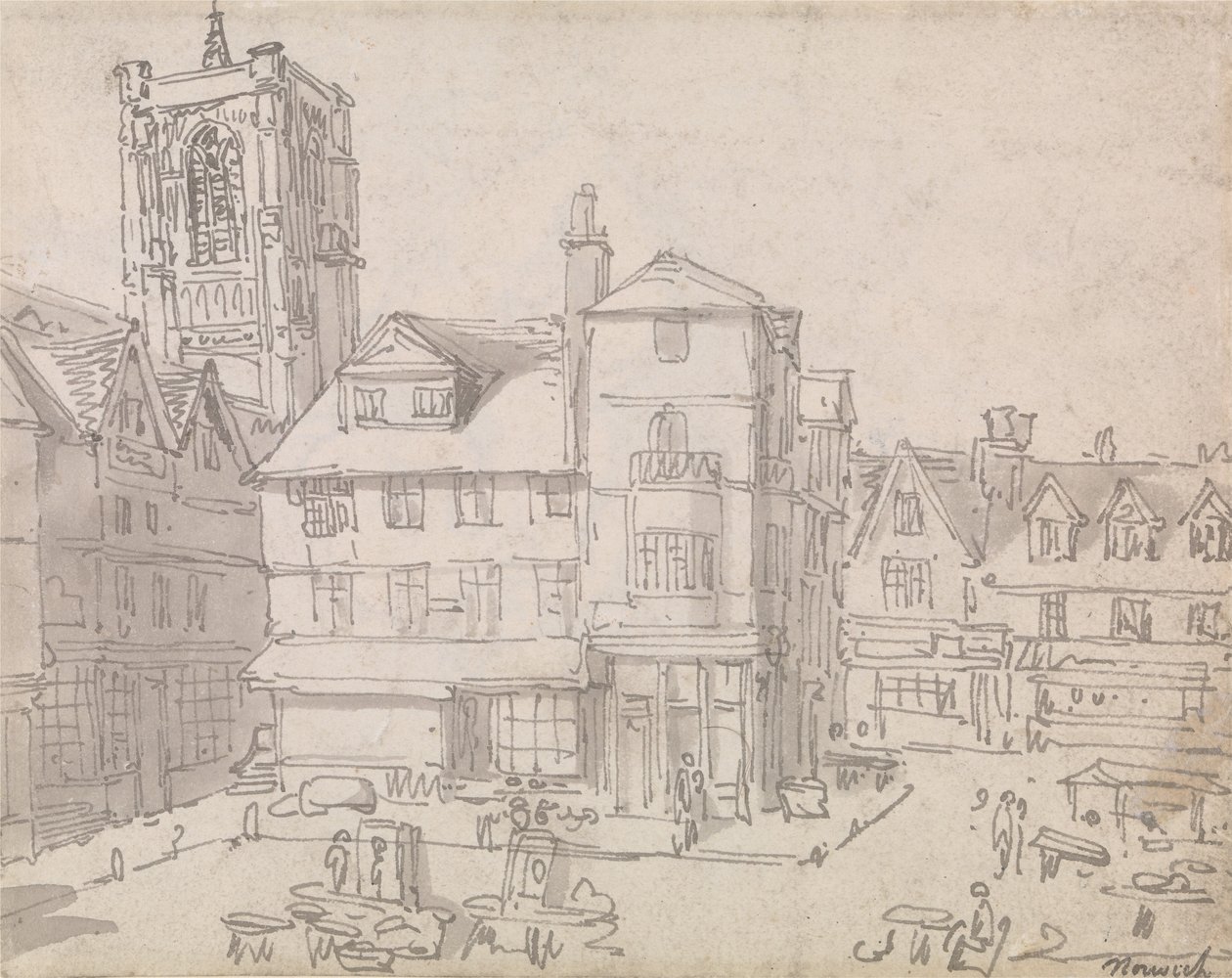 Rynek w Norwich autorstwa Thomas Rowlandson