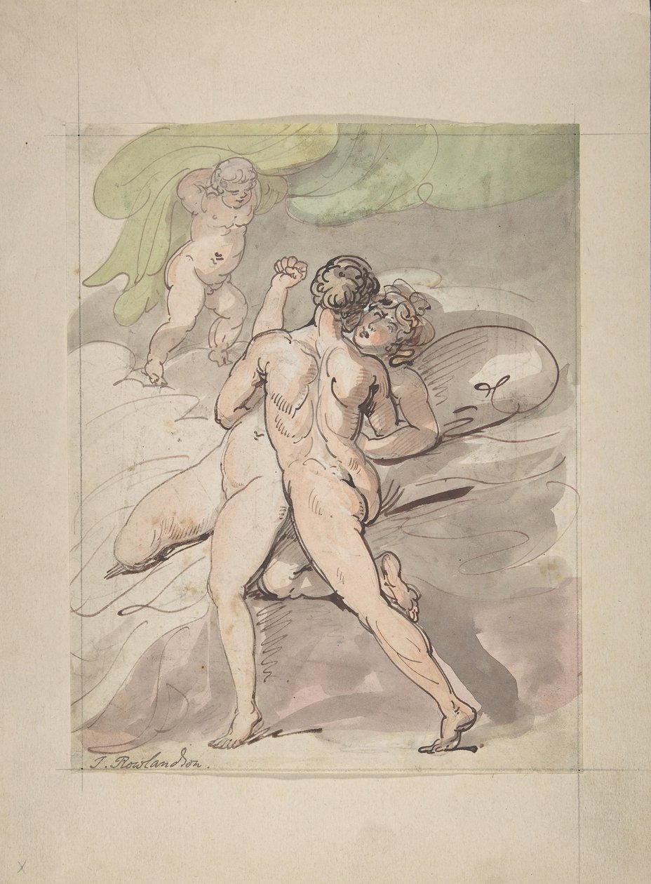 Naga para obejmująca, 1780-1827. autorstwa Thomas Rowlandson