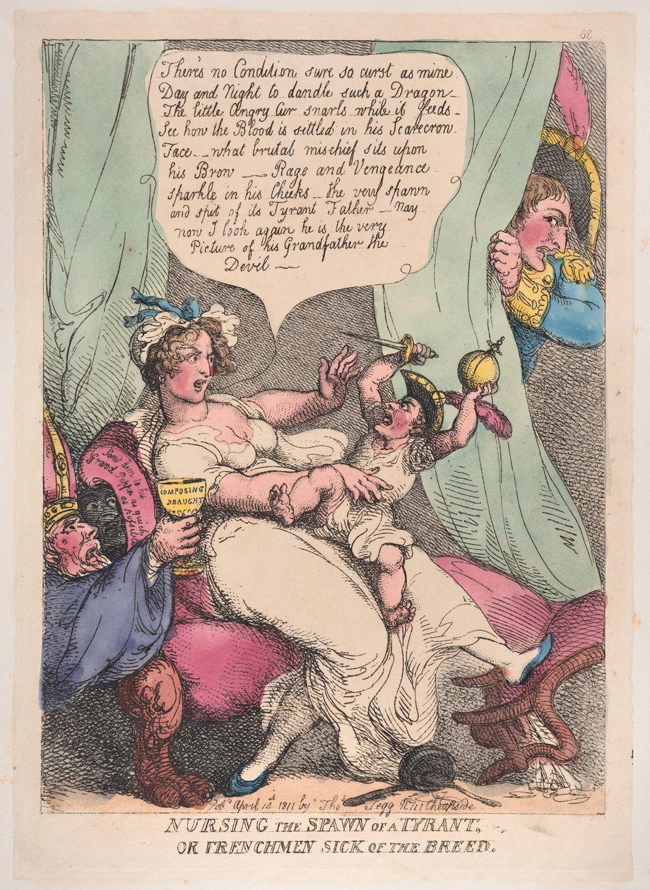 Pielęgnowanie pomiotu tyrana, 14 kwietnia 1811, 14 kwietnia 1811. autorstwa Thomas Rowlandson