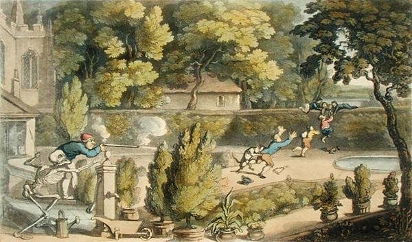 „O bezwzględny bydlak!”, z „Tańca śmierci”, wyd. Ackermann autorstwa Thomas Rowlandson
