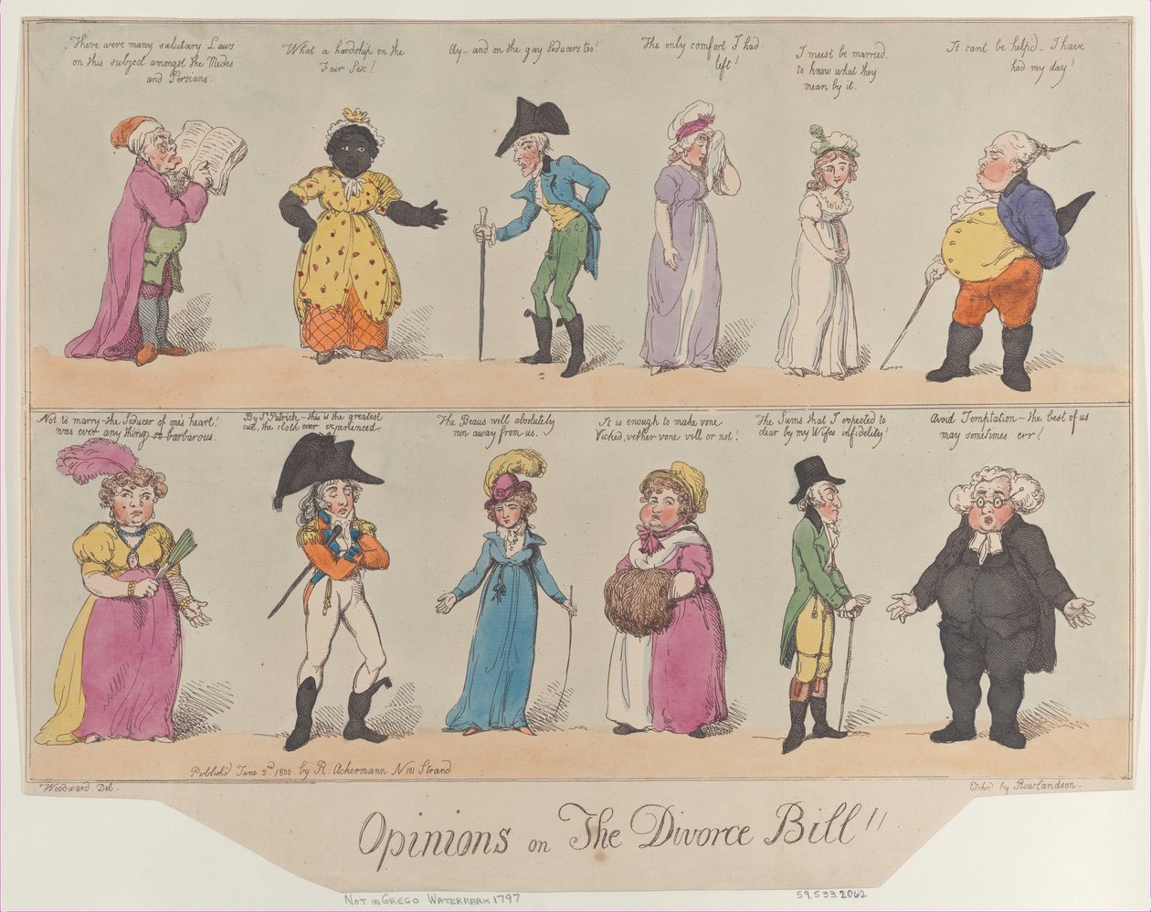 Opinie na temat ustawy rozwodowej!!, 2 czerwca 1800 r., 2 czerwca 1800 r. autorstwa Thomas Rowlandson