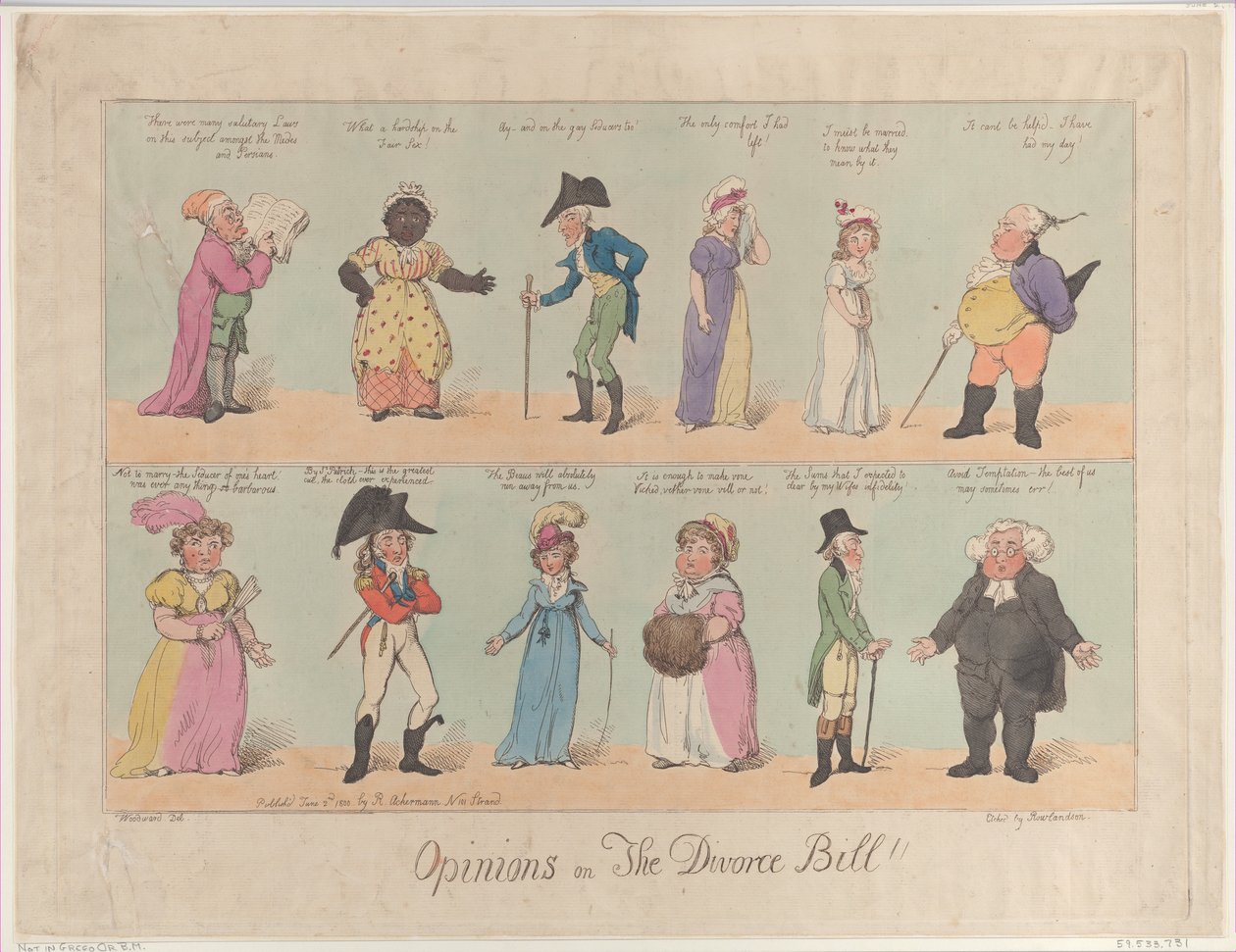 Opinie na temat ustawy rozwodowej!!, 2 czerwca 1800 r., 2 czerwca 1800 r. autorstwa Thomas Rowlandson