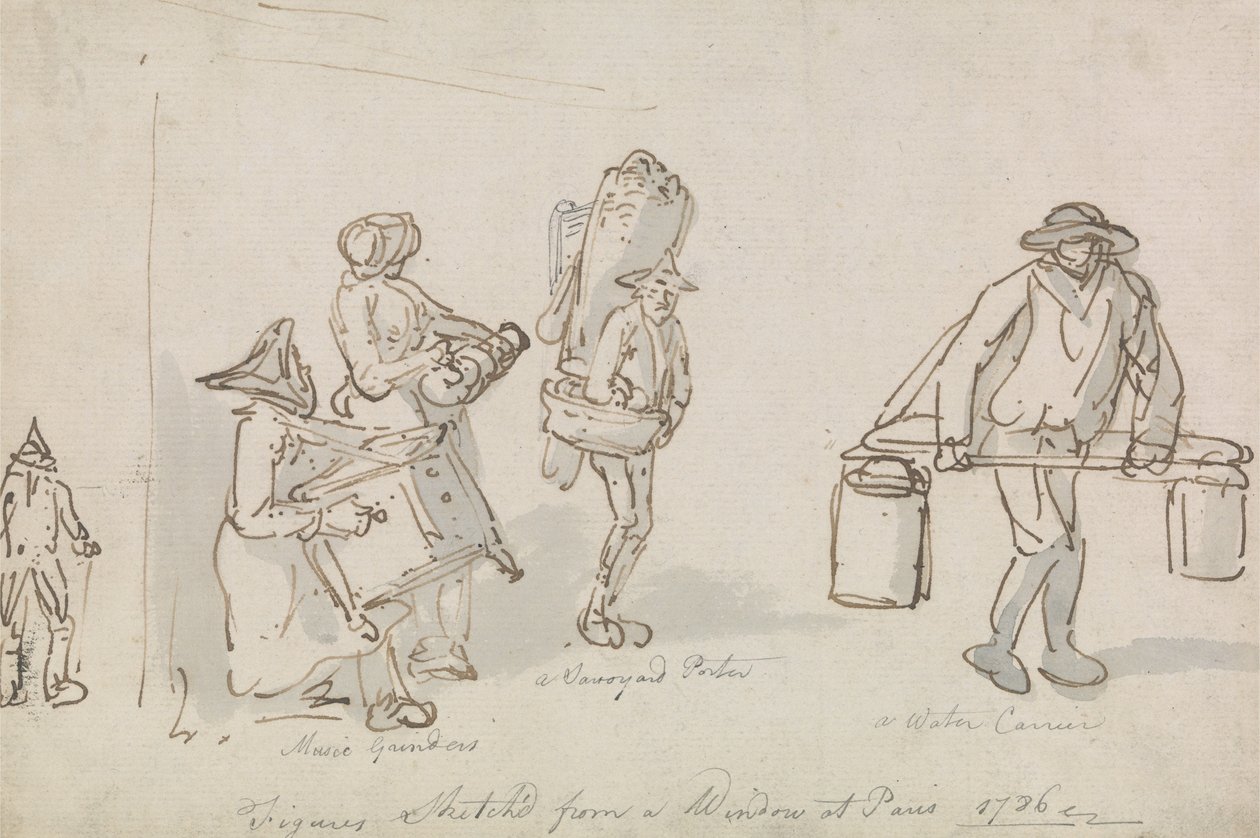 Paryskie postacie uliczne autorstwa Thomas Rowlandson