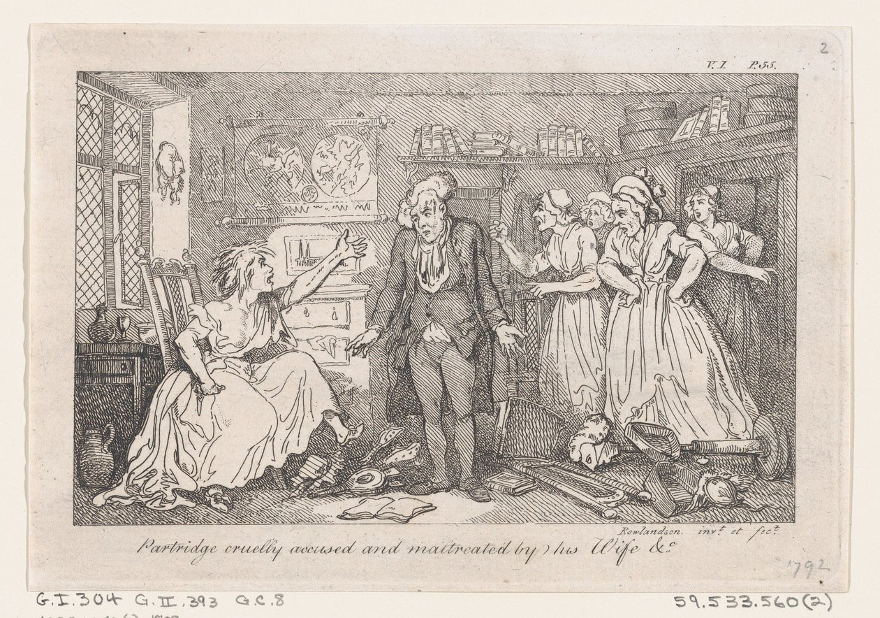 Kuropatwa okrutnie oskarżana i maltretowana przez swoją żonę, z Historii Toma Jonesa, a Fo..., 1792. autorstwa Thomas Rowlandson