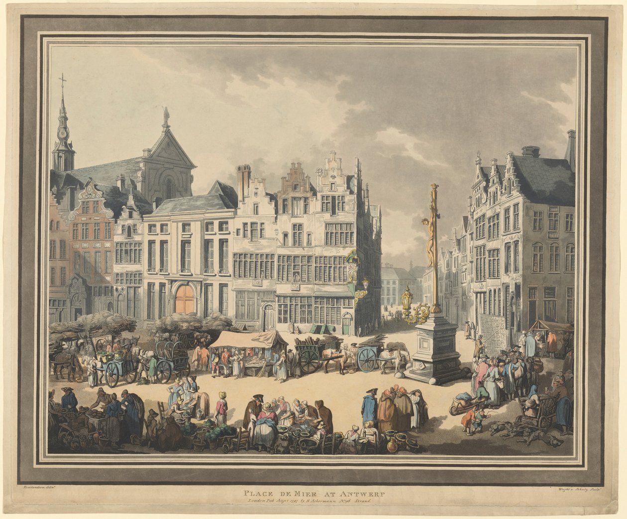 Place de Meir w Antwerpii autorstwa Thomas Rowlandson
