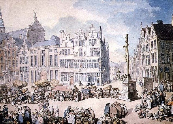 Place de Mer, Antwerpia autorstwa Thomas Rowlandson