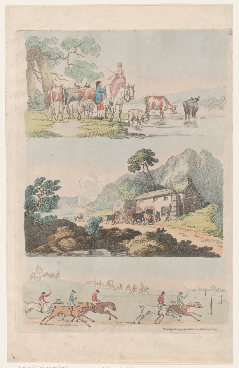 Tablica 10, Zarysy postaci, krajobrazów i bydła... na użytek uczniów, ..., 6 sierpnia 1790. autorstwa Thomas Rowlandson