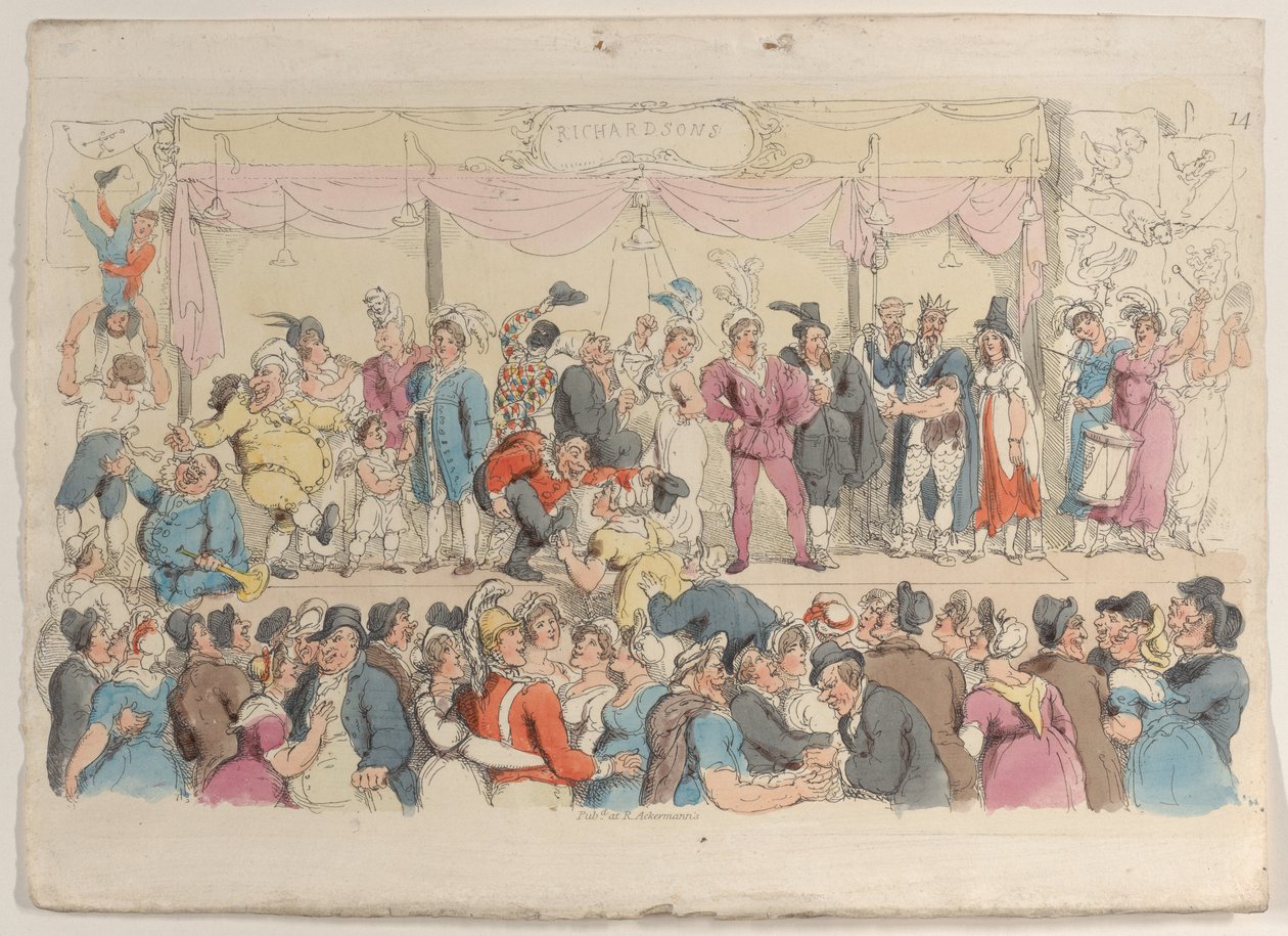 Płyta 14: Pokaz Richardsona, ze Świata w miniaturze, 1816., 1816. autorstwa Thomas Rowlandson