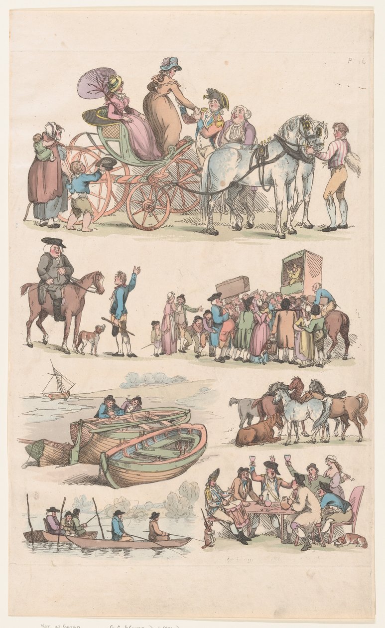Tablica 16, Zarysy postaci, krajobrazów i bydła... na użytek uczniów, Ju..., 1 czerwca 1790. autorstwa Thomas Rowlandson