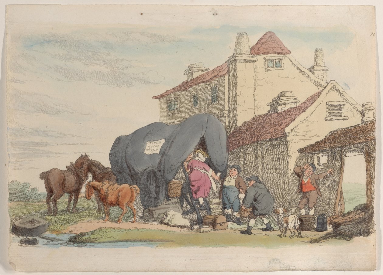 Tablica 26: Latający wóz, ze Świata w miniaturze, 1816., 1816. autorstwa Thomas Rowlandson