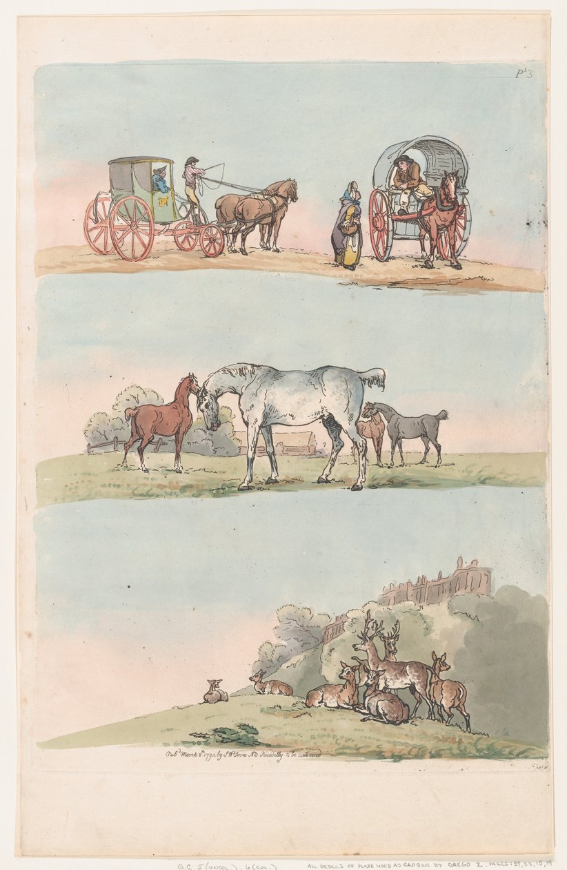 Tablica 3, Zarysy postaci, krajobrazów i bydła... na użytek uczniów, Ma..., 8 marca 1790. autorstwa Thomas Rowlandson