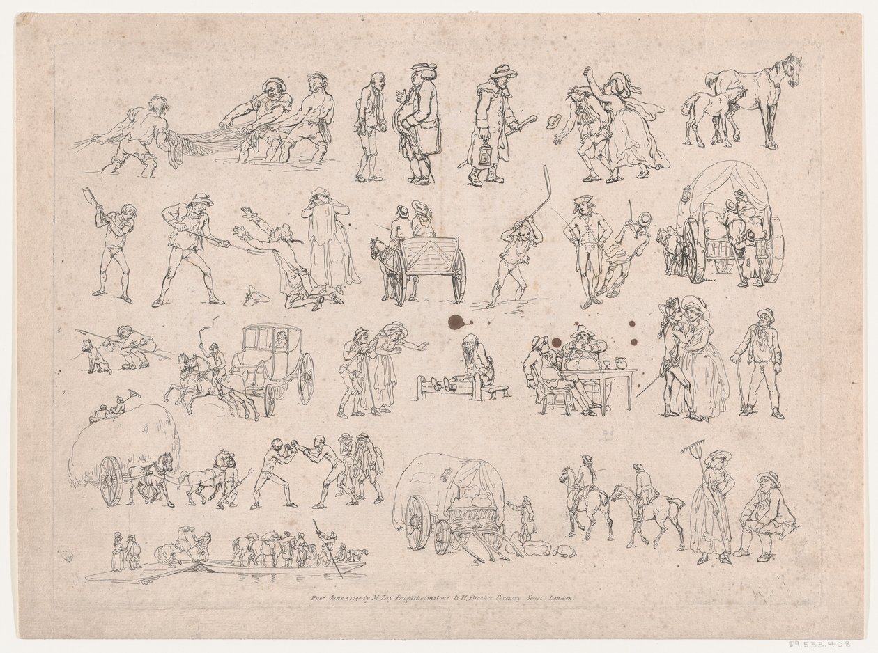 Tablica 4, Zarysy postaci, krajobrazów i bydła... na użytek uczniów, Ma..., 8 marca 1790. autorstwa Thomas Rowlandson