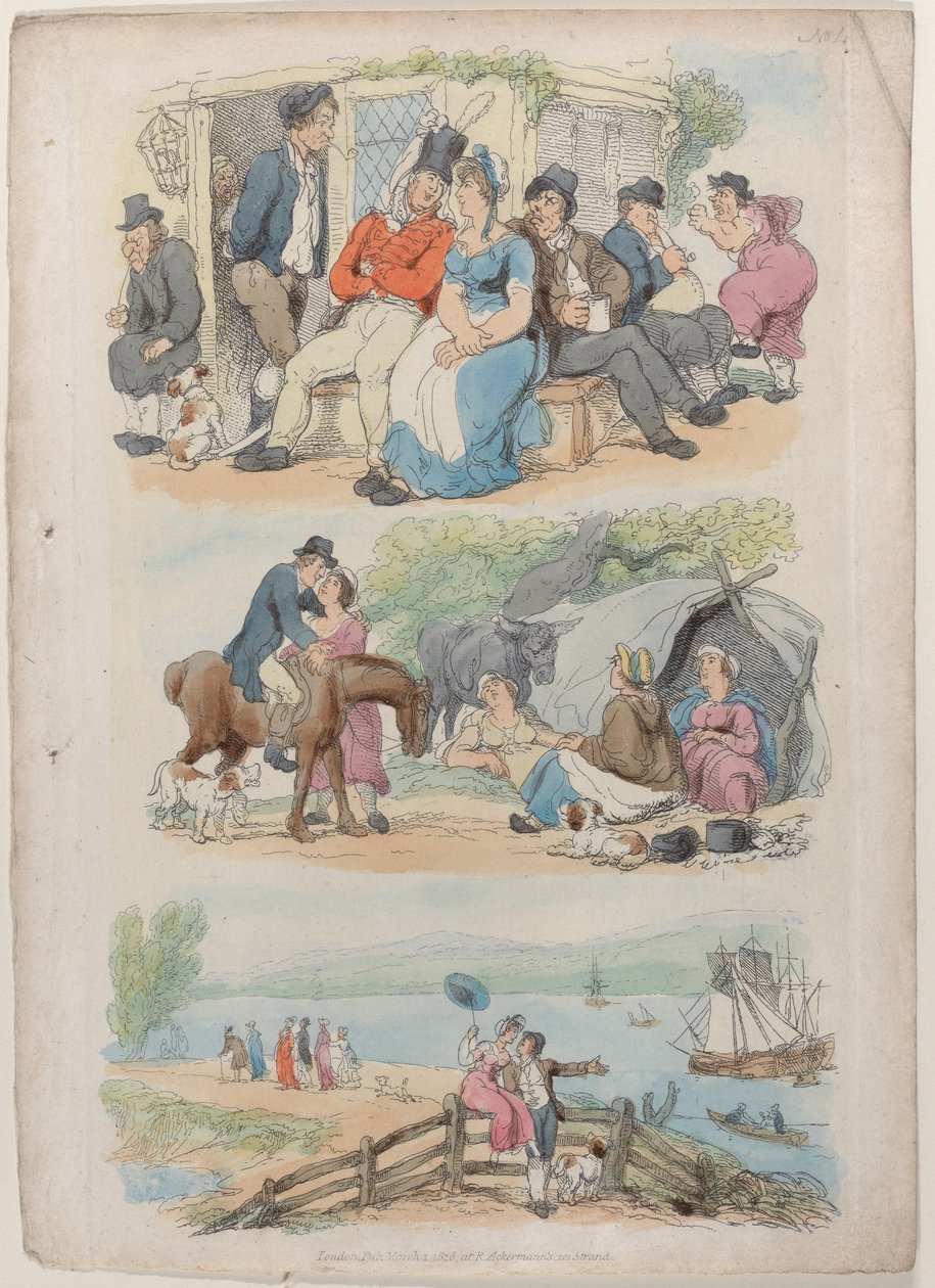 Tablica 4: Rekrutacja, ze świata w miniaturze, 1816., 1816. autorstwa Thomas Rowlandson