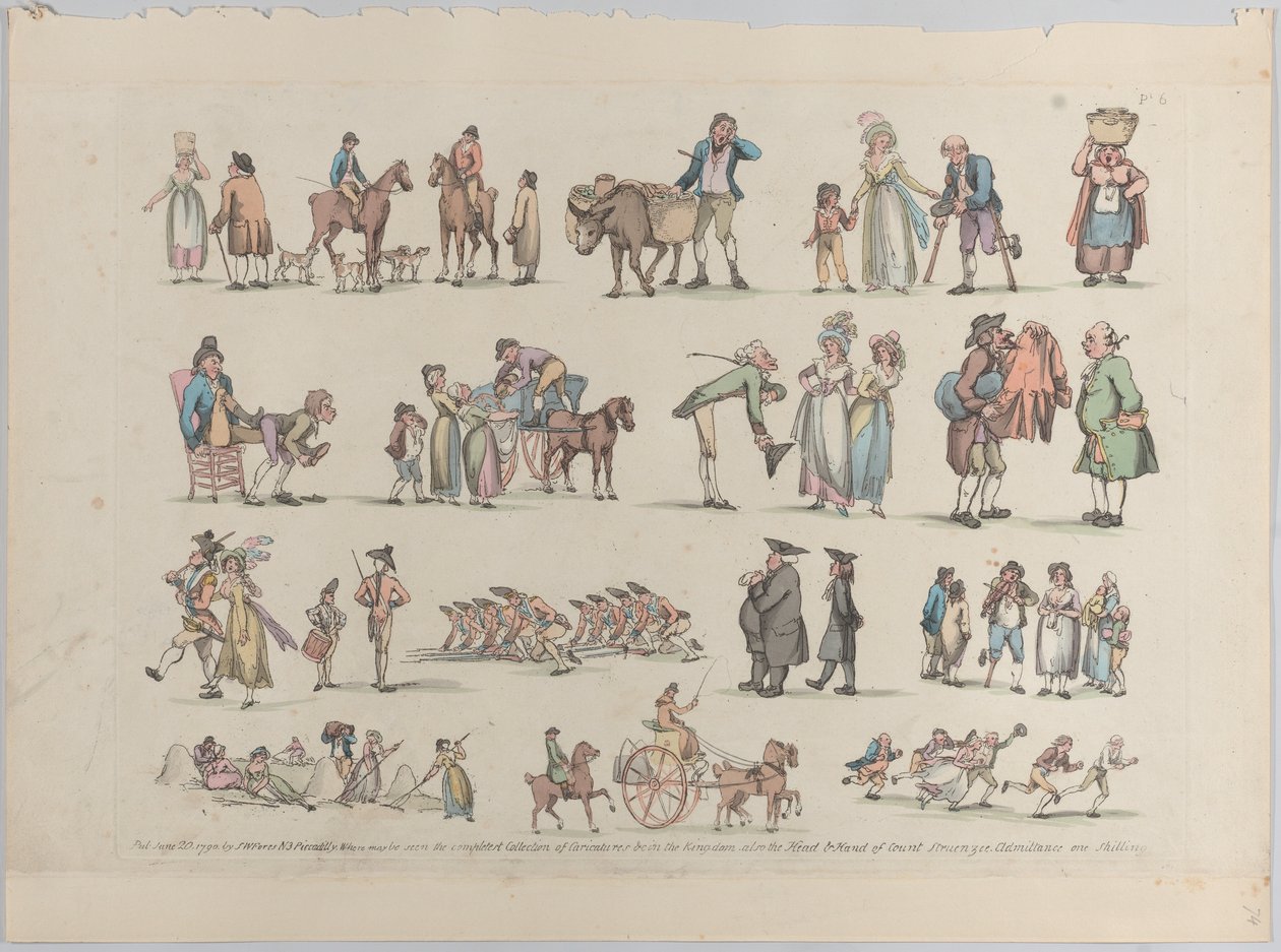 Tablica 6, Zarysy postaci, krajobrazów i bydła... na użytek uczniów, Ju..., 20 czerwca 1790. autorstwa Thomas Rowlandson