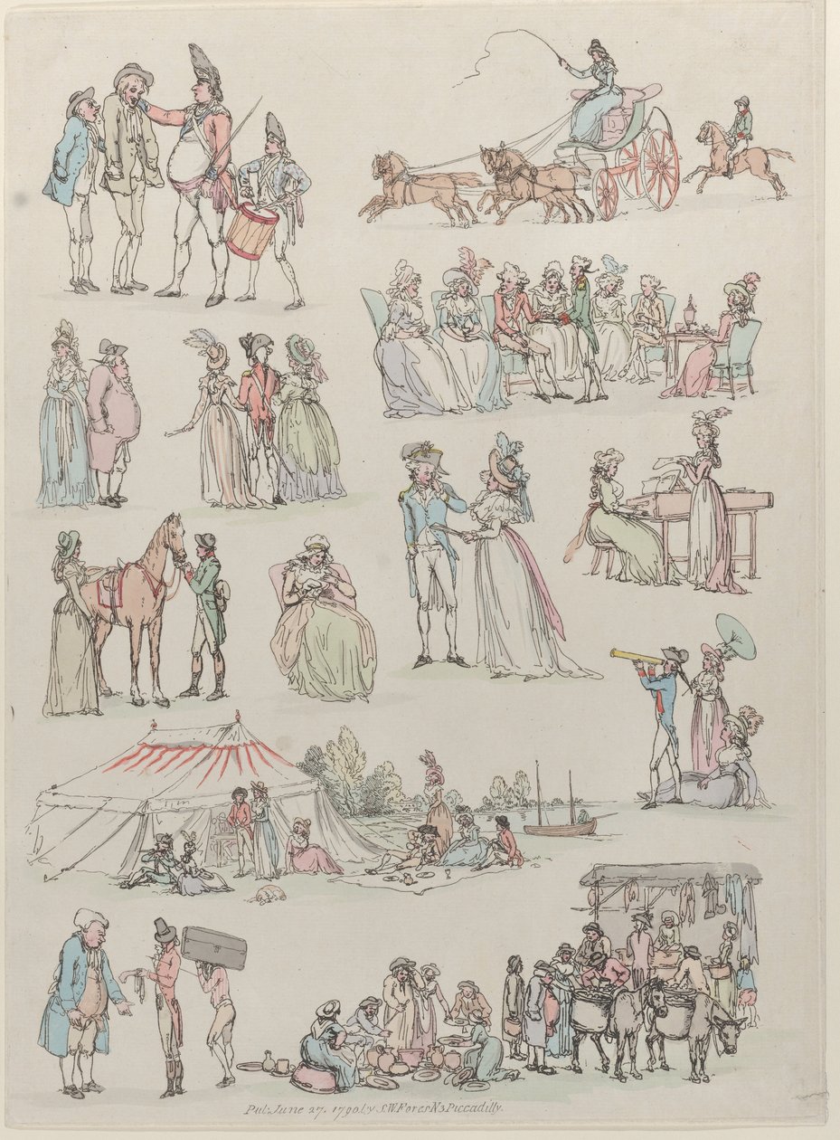 Tablica 7, Zarysy postaci, krajobrazów i bydła... na użytek uczniów, Ju..., 27 czerwca 1790. autorstwa Thomas Rowlandson