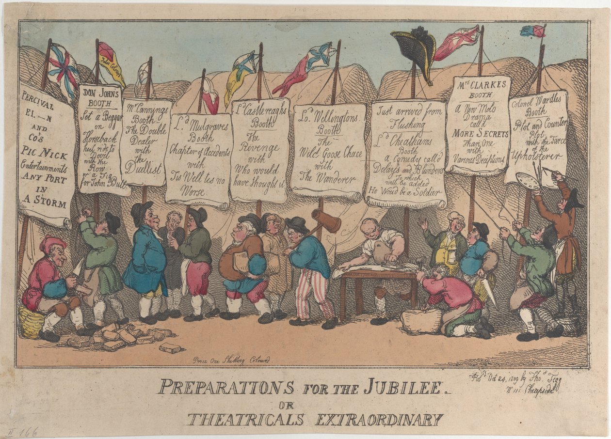 Przygotowania do Jubileuszu lub Nadzwyczajne Teatry, 24 października 1809, 24 października 1809. autorstwa Thomas Rowlandson