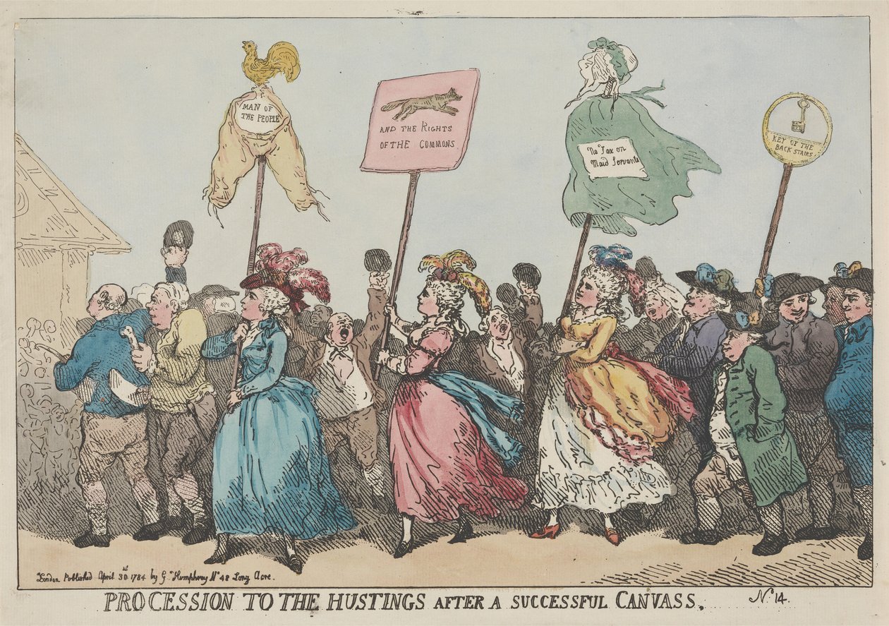 Przemarsz na podium wyborcze po udanej kampanii wyborczej autorstwa Thomas Rowlandson